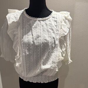 Elegant White Ruffled Women's Top